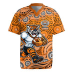 Wests Tigers Rugby Jersey Aboriginal Dot Pattern - Rugby Mascot Heritage Pride