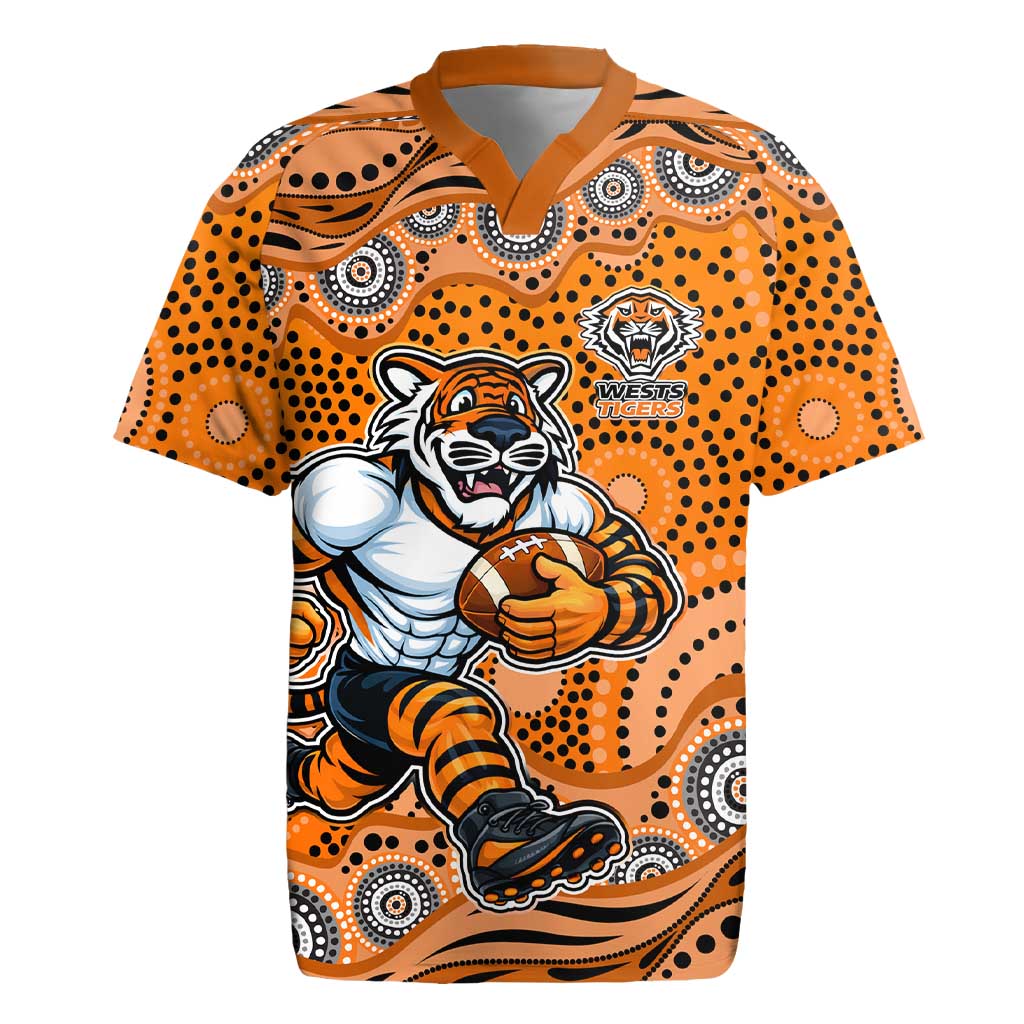 Wests Tigers Rugby Jersey Aboriginal Dot Pattern - Rugby Mascot Heritage Pride