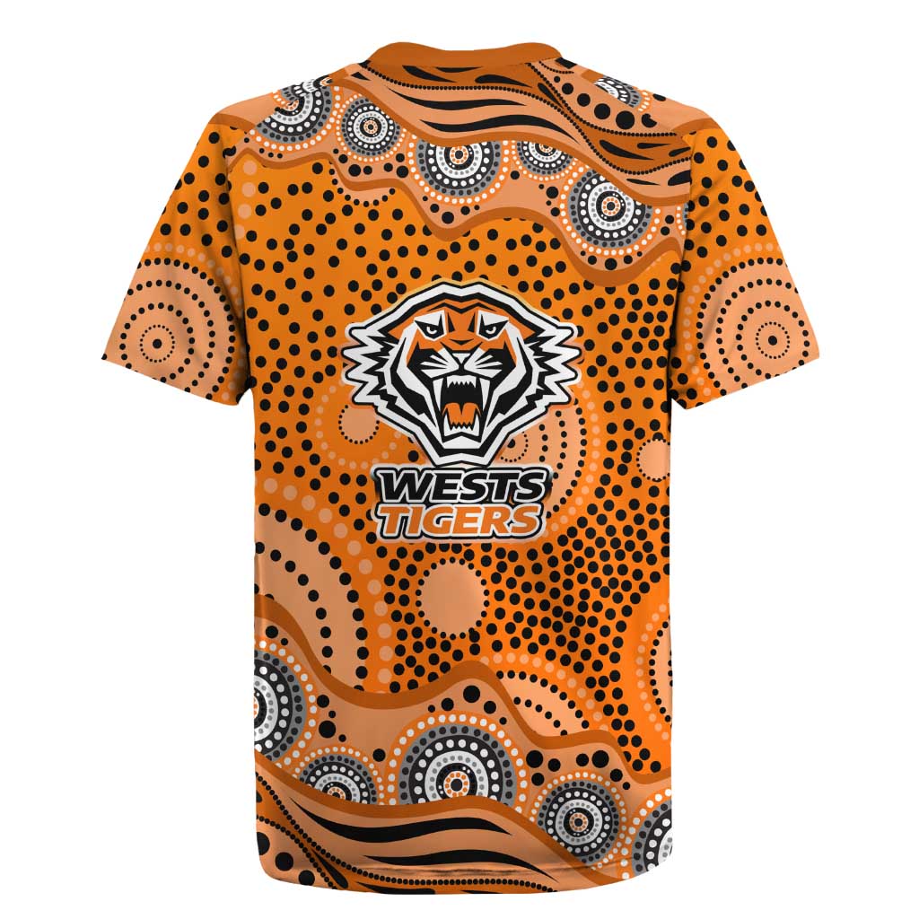 Wests Tigers Rugby Jersey Aboriginal Dot Pattern - Rugby Mascot Heritage Pride