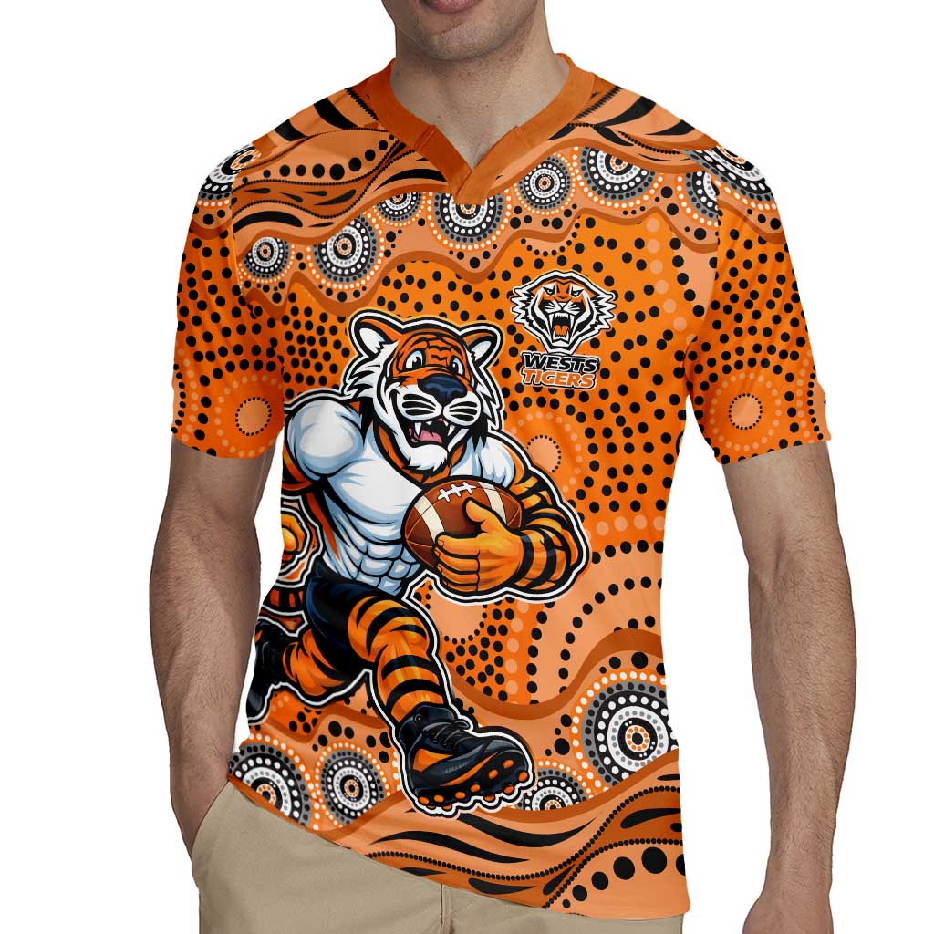 Wests Tigers Rugby Jersey Aboriginal Dot Pattern - Rugby Mascot Heritage Pride