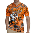 Wests Tigers Rugby Jersey Aboriginal Dot Pattern - Rugby Mascot Heritage Pride