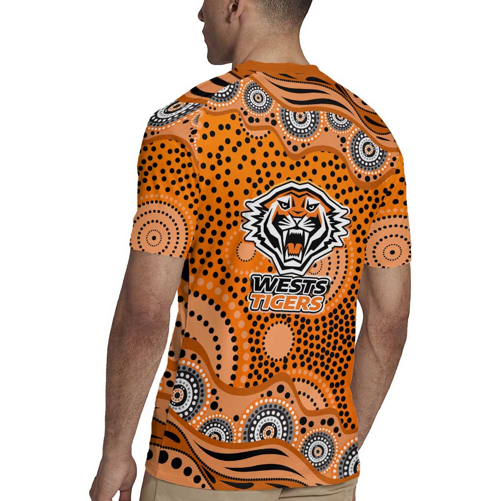 Wests Tigers Rugby Jersey Aboriginal Dot Pattern - Rugby Mascot Heritage Pride