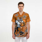 Wests Tigers Scrub Top Aboriginal Dot Pattern - Rugby Mascot Heritage Pride