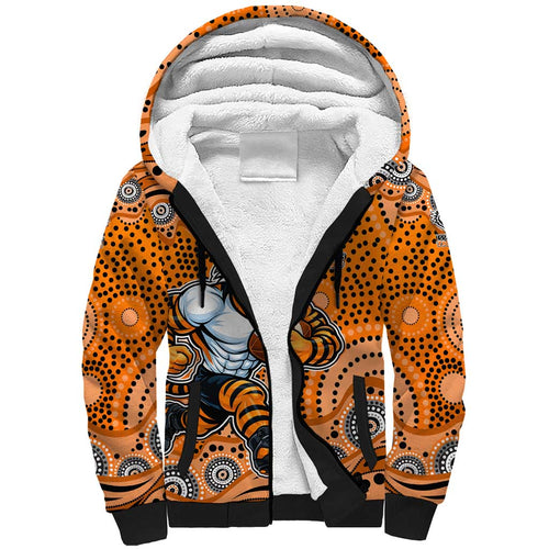 Wests Tigers Sherpa Hoodie Aboriginal Dot Pattern - Rugby Mascot Heritage Pride