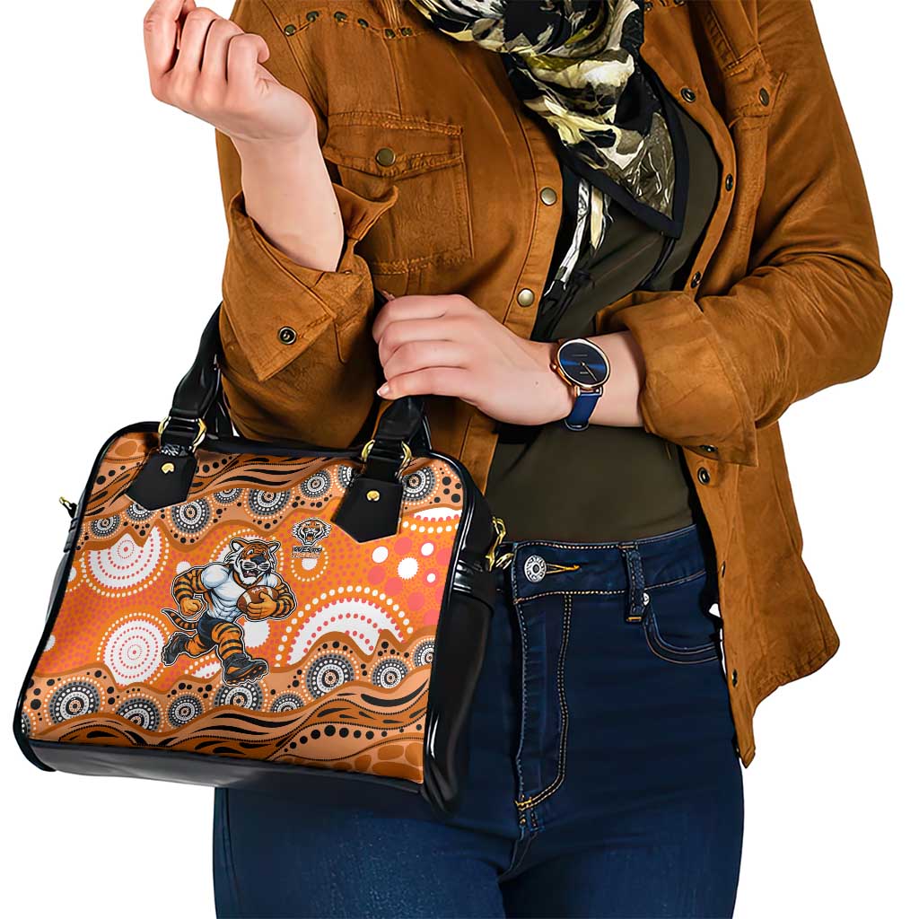 Wests Tigers Shoulder Handbag Aboriginal Dot Pattern - Rugby Mascot Heritage Pride