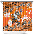 Wests Tigers Shower Curtain Aboriginal Dot Pattern - Rugby Mascot Heritage Pride