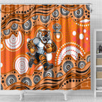Wests Tigers Shower Curtain Aboriginal Dot Pattern - Rugby Mascot Heritage Pride