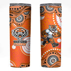 Wests Tigers Skinny Tumbler Aboriginal Dot Pattern - Rugby Mascot Heritage Pride