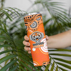 Wests Tigers Skinny Tumbler Aboriginal Dot Pattern - Rugby Mascot Heritage Pride