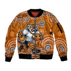 Wests Tigers Sleeve Zip Bomber Jacket Aboriginal Dot Pattern - Rugby Mascot Heritage Pride