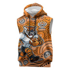 Wests Tigers Sleeveless Hoodie Aboriginal Dot Pattern - Rugby Mascot Heritage Pride