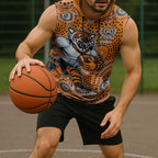 Wests Tigers Sleeveless Hoodie Aboriginal Dot Pattern - Rugby Mascot Heritage Pride