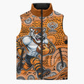Wests Tigers Sleeveless Puffer Jacket Aboriginal Dot Pattern - Rugby Mascot Heritage Pride