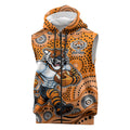 Wests Tigers Sleeveless Zip Hoodie Aboriginal Dot Pattern - Rugby Mascot Heritage Pride