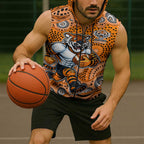 Wests Tigers Sleeveless Zip Hoodie Aboriginal Dot Pattern - Rugby Mascot Heritage Pride