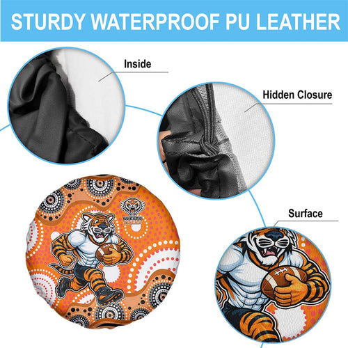 Wests Tigers Spare Tire Cover Aboriginal Dot Pattern - Rugby Mascot Heritage Pride