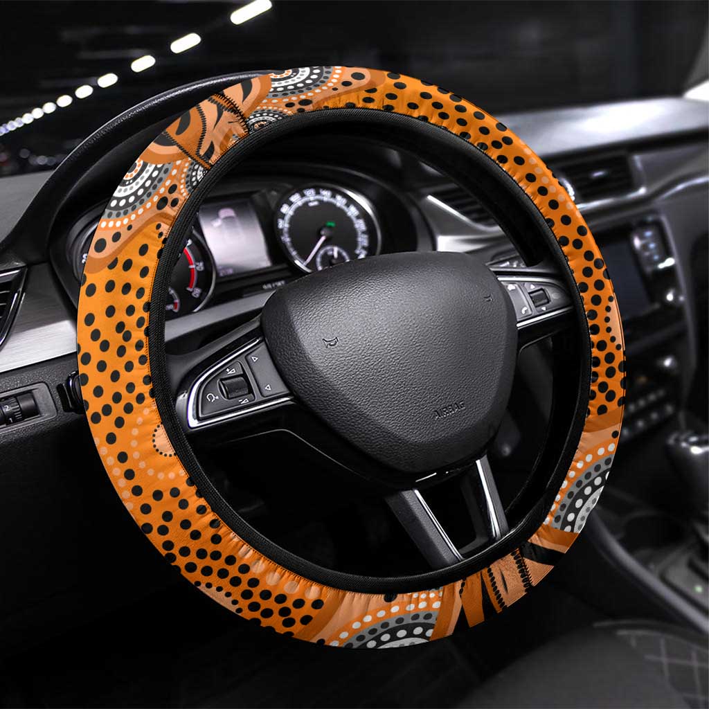 Wests Tigers Steering Wheel Cover Aboriginal Dot Pattern - Rugby Mascot Heritage Pride
