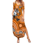 Wests Tigers Summer Maxi Dress Aboriginal Dot Pattern - Rugby Mascot Heritage Pride