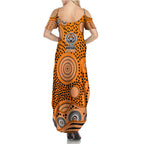 Wests Tigers Summer Maxi Dress Aboriginal Dot Pattern - Rugby Mascot Heritage Pride