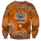 Wests Tigers Sweatshirt Aboriginal Dot Pattern - Rugby Mascot Heritage Pride
