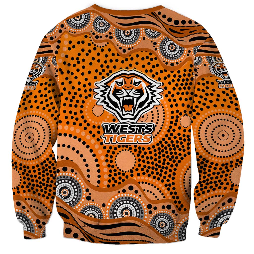 Wests Tigers Sweatshirt Aboriginal Dot Pattern - Rugby Mascot Heritage Pride