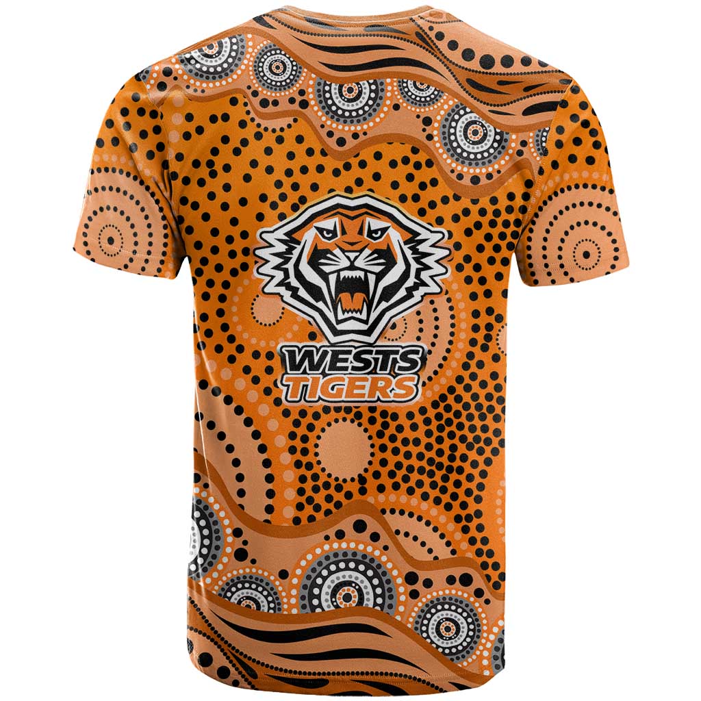 Wests Tigers T Shirt Aboriginal Dot Pattern - Rugby Mascot Heritage Pride