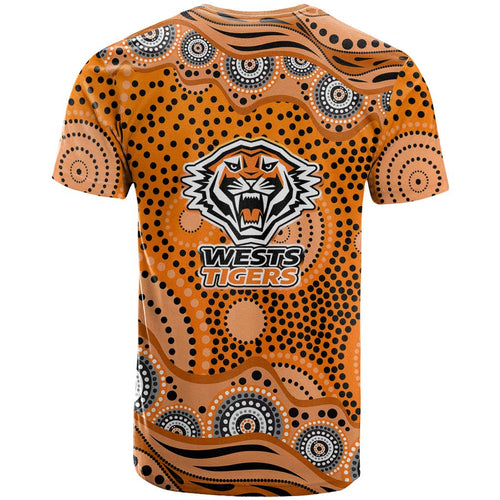 Wests Tigers T Shirt Aboriginal Dot Pattern - Rugby Mascot Heritage Pride