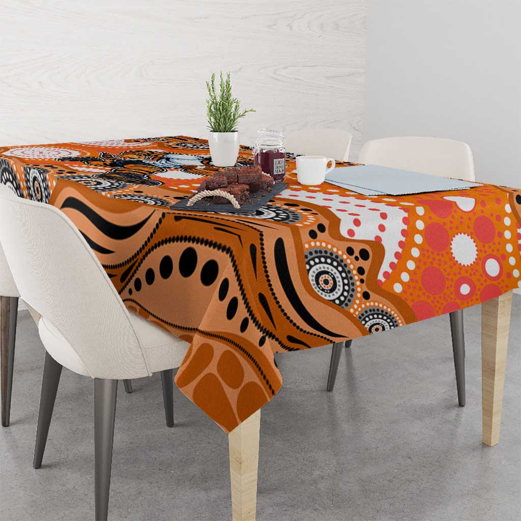 Wests Tigers Tablecloth Aboriginal Dot Pattern - Rugby Mascot Heritage Pride