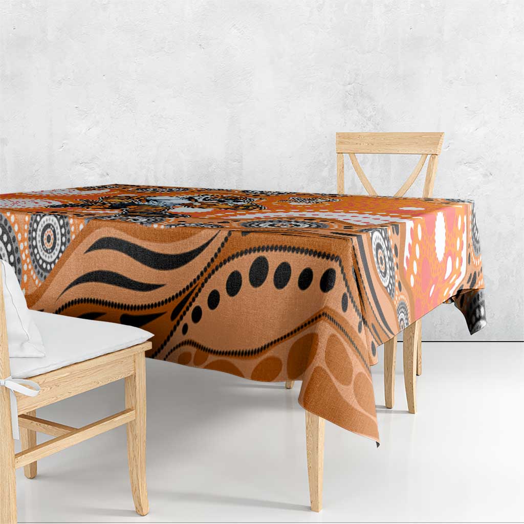 Wests Tigers Tablecloth Aboriginal Dot Pattern - Rugby Mascot Heritage Pride
