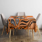 Wests Tigers Tablecloth Aboriginal Dot Pattern - Rugby Mascot Heritage Pride