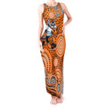 Wests Tigers Tank Maxi Dress Aboriginal Dot Pattern - Rugby Mascot Heritage Pride