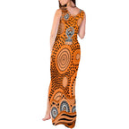 Wests Tigers Tank Maxi Dress Aboriginal Dot Pattern - Rugby Mascot Heritage Pride