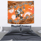Wests Tigers Tapestry Aboriginal Dot Pattern - Rugby Mascot Heritage Pride