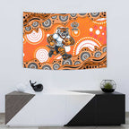 Wests Tigers Tapestry Aboriginal Dot Pattern - Rugby Mascot Heritage Pride
