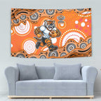 Wests Tigers Tapestry Aboriginal Dot Pattern - Rugby Mascot Heritage Pride