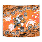 Wests Tigers Tapestry Aboriginal Dot Pattern - Rugby Mascot Heritage Pride