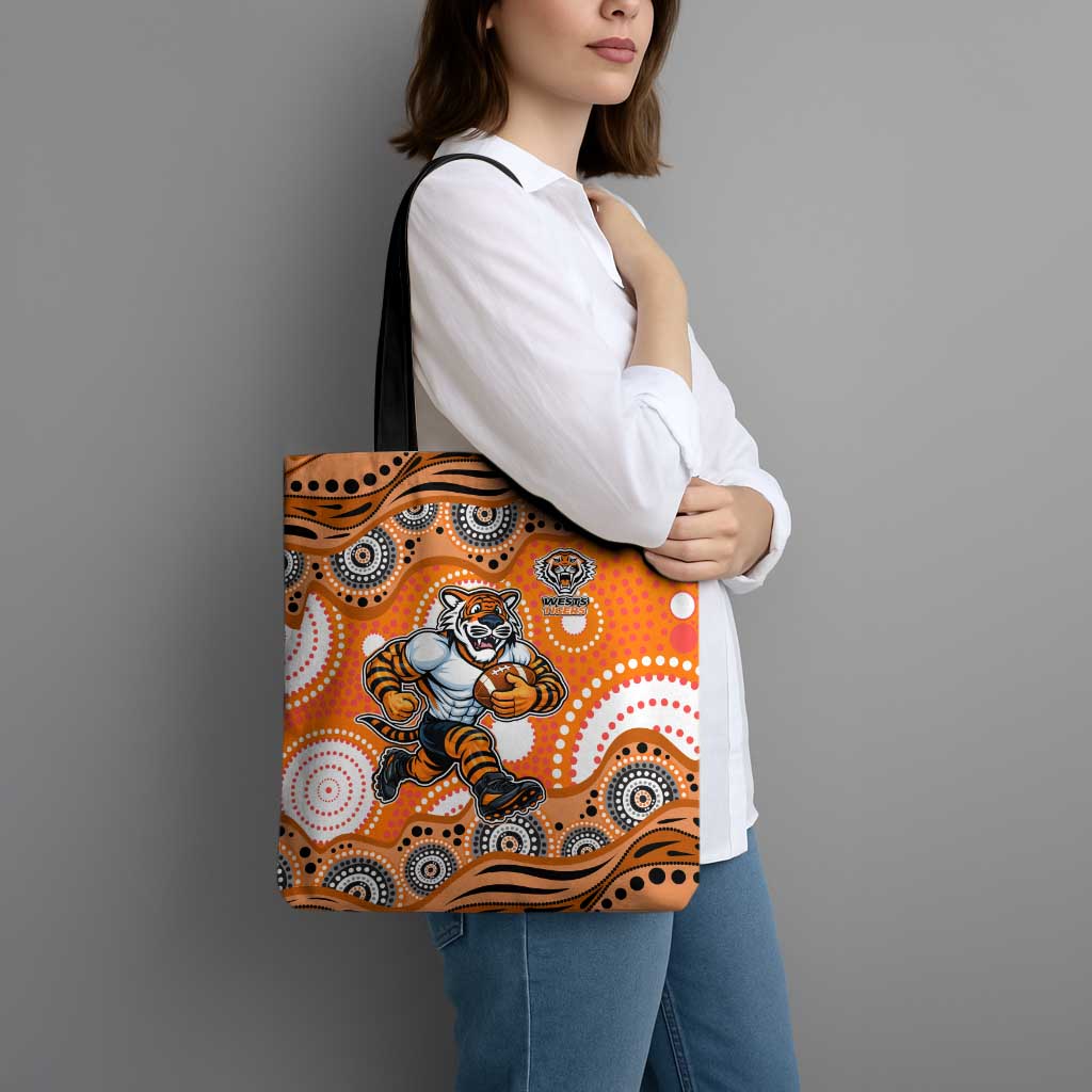 Wests Tigers Tote Bag Aboriginal Dot Pattern - Rugby Mascot Heritage Pride