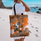 Wests Tigers Tote Bag Aboriginal Dot Pattern - Rugby Mascot Heritage Pride