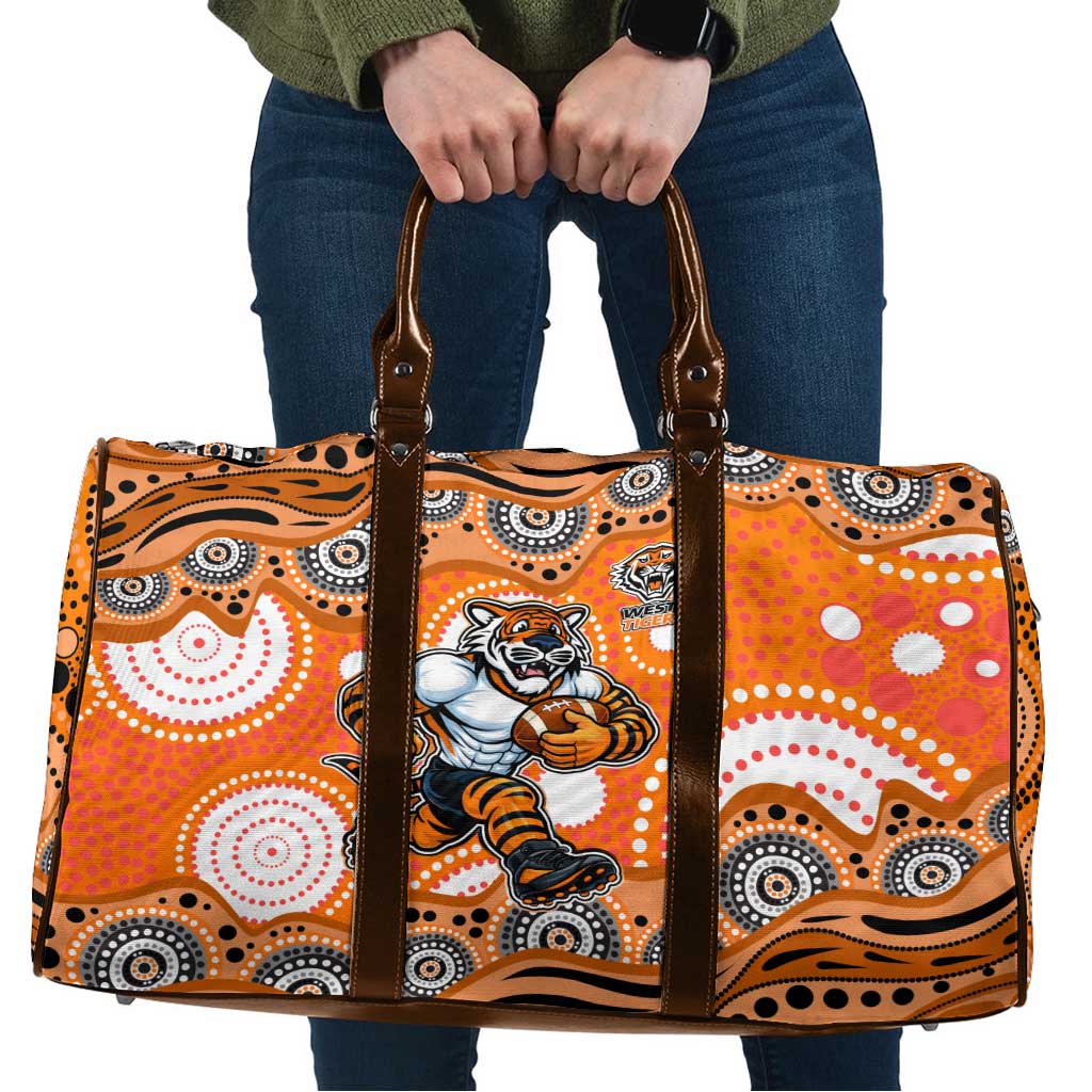 Wests Tigers Travel Bag Aboriginal Dot Pattern - Rugby Mascot Heritage Pride