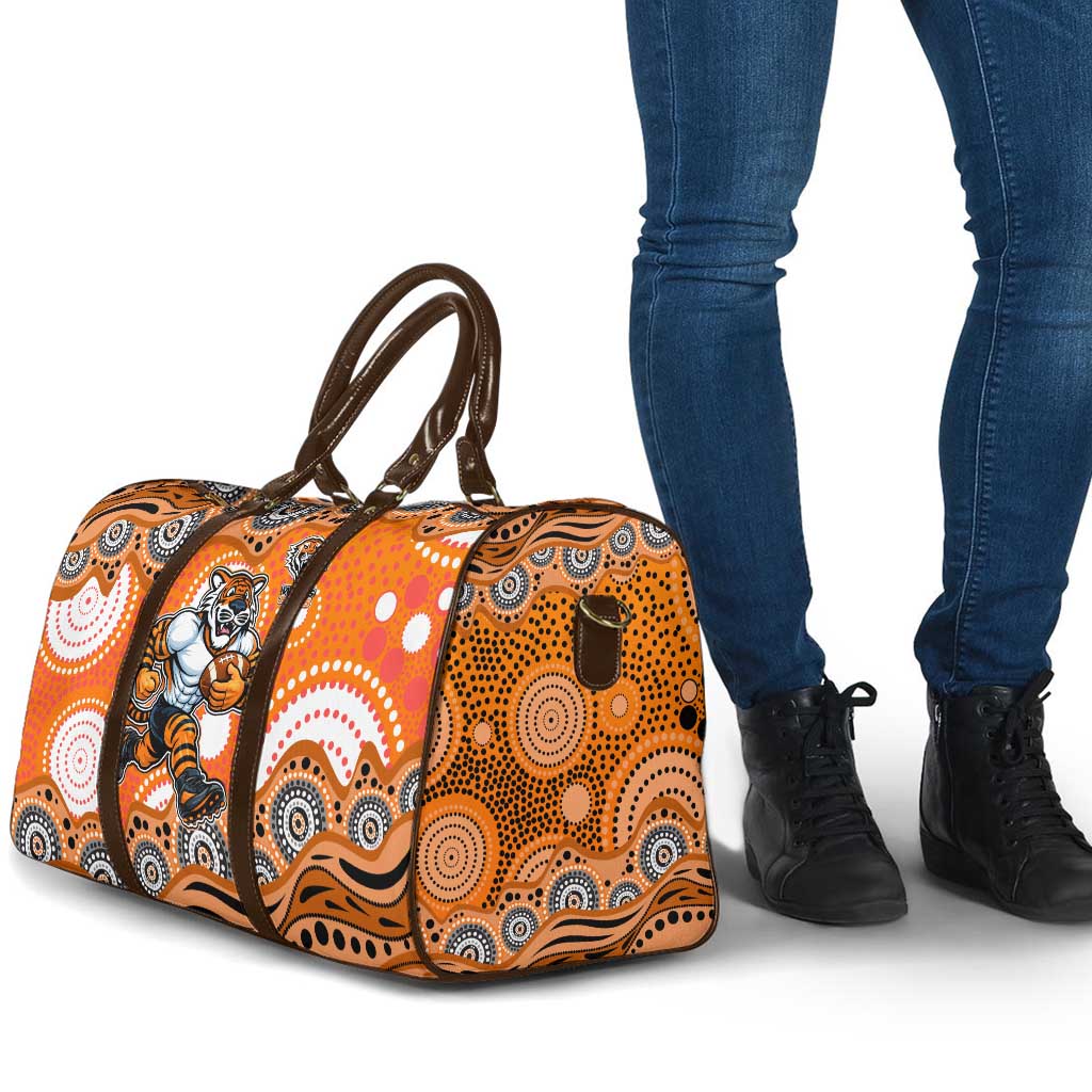 Wests Tigers Travel Bag Aboriginal Dot Pattern - Rugby Mascot Heritage Pride