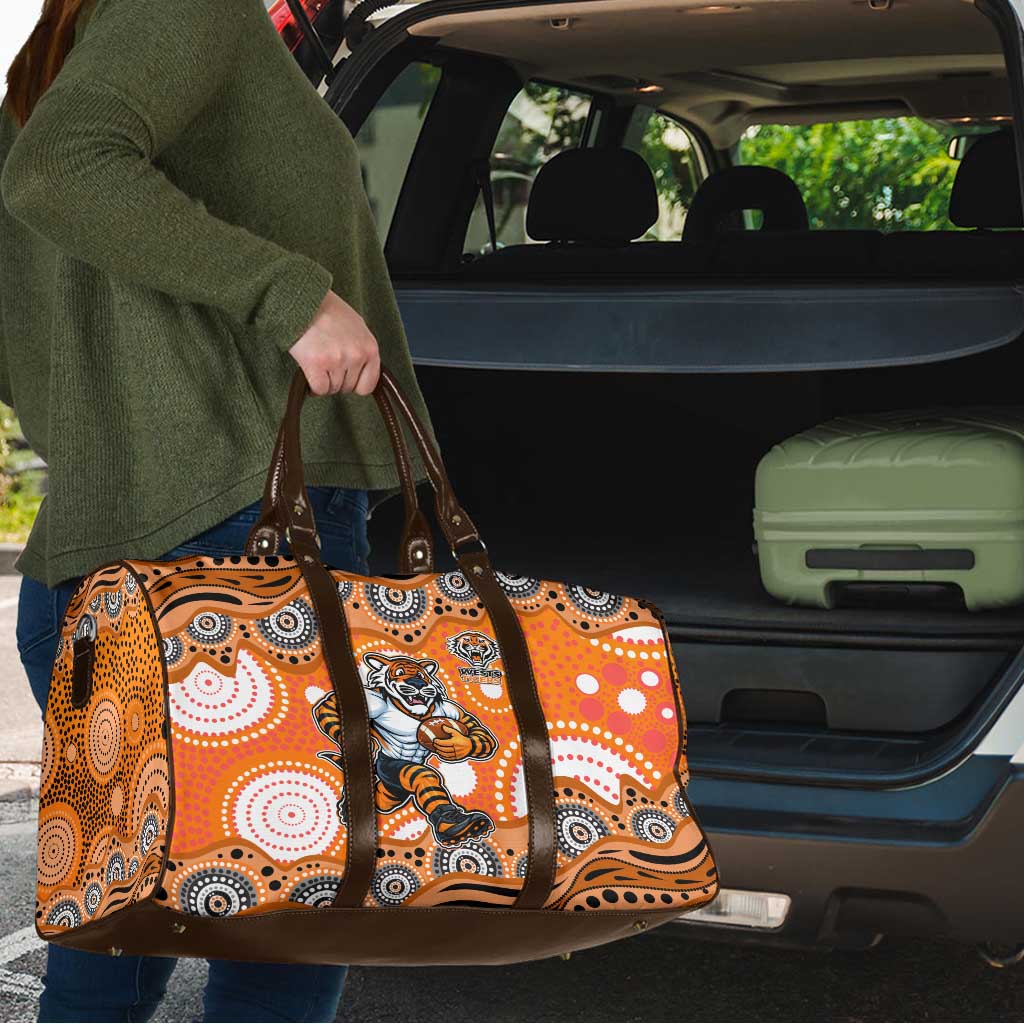 Wests Tigers Travel Bag Aboriginal Dot Pattern - Rugby Mascot Heritage Pride