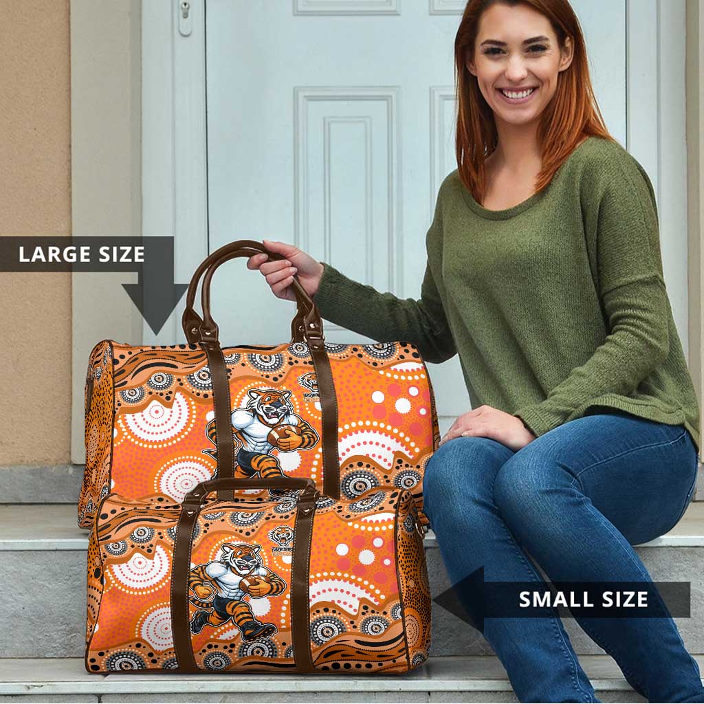 Wests Tigers Travel Bag Aboriginal Dot Pattern - Rugby Mascot Heritage Pride