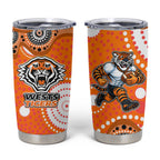 Wests Tigers Tumbler Cup Aboriginal Dot Pattern - Rugby Mascot Heritage Pride