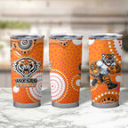 Wests Tigers Tumbler Cup Aboriginal Dot Pattern - Rugby Mascot Heritage Pride