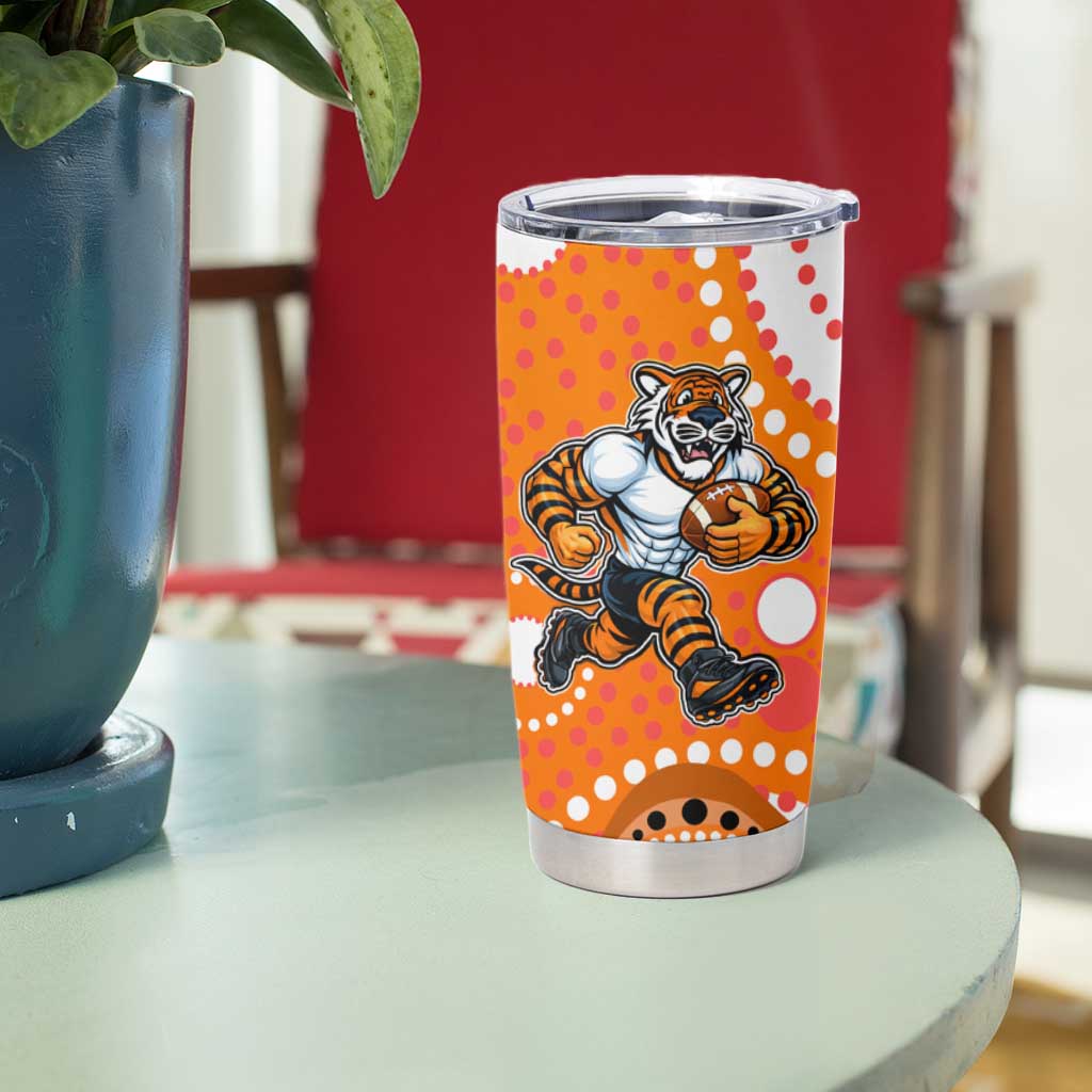 Wests Tigers Tumbler Cup Aboriginal Dot Pattern - Rugby Mascot Heritage Pride