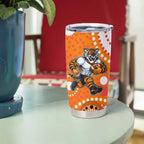 Wests Tigers Tumbler Cup Aboriginal Dot Pattern - Rugby Mascot Heritage Pride