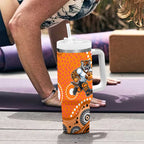 Wests Tigers Tumbler With Handle Aboriginal Dot Pattern - Rugby Mascot Heritage Pride