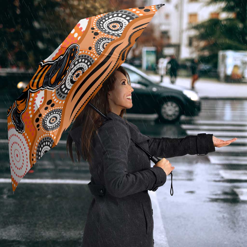 Wests Tigers Umbrella Aboriginal Dot Pattern - Rugby Mascot Heritage Pride