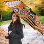 Wests Tigers Umbrella Aboriginal Dot Pattern - Rugby Mascot Heritage Pride