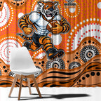 Wests Tigers Window Curtain Aboriginal Dot Pattern - Rugby Mascot Heritage Pride